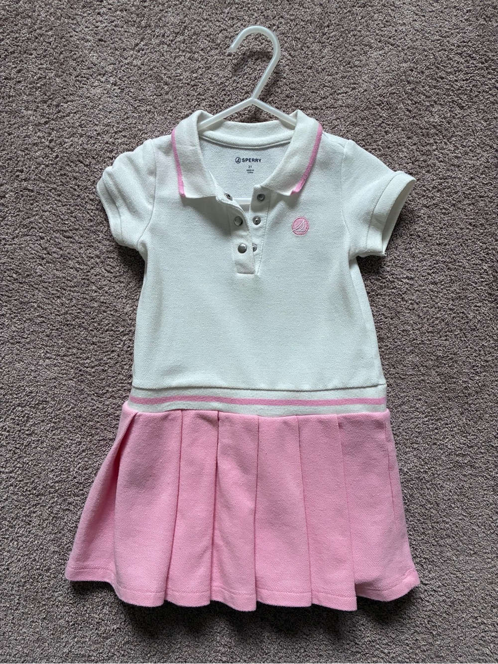 Sperry white & Pink Pleated Polo Dress